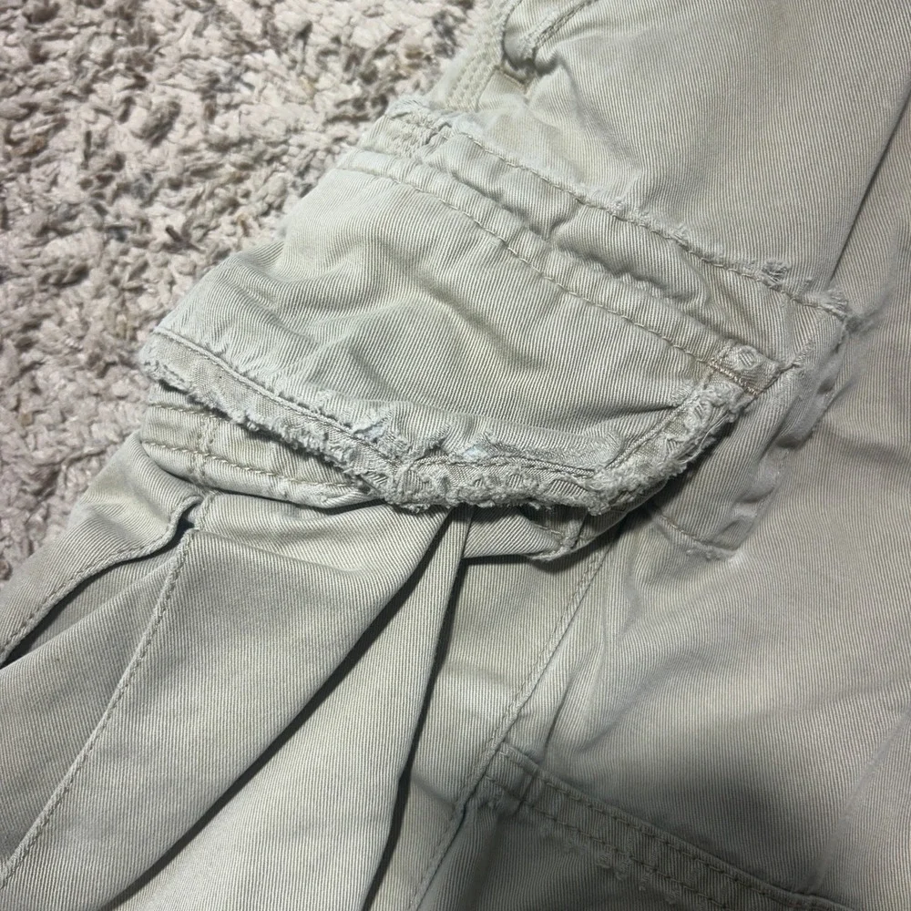 Vintage Polo Ralph Lauren Mens Cargo Shorts Khaki Tan Grunge Sz 36 VTG 6 Pockets